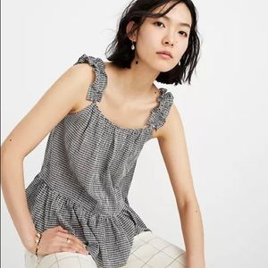 Madewell Ruffle Strap Cami Top in Gingham
